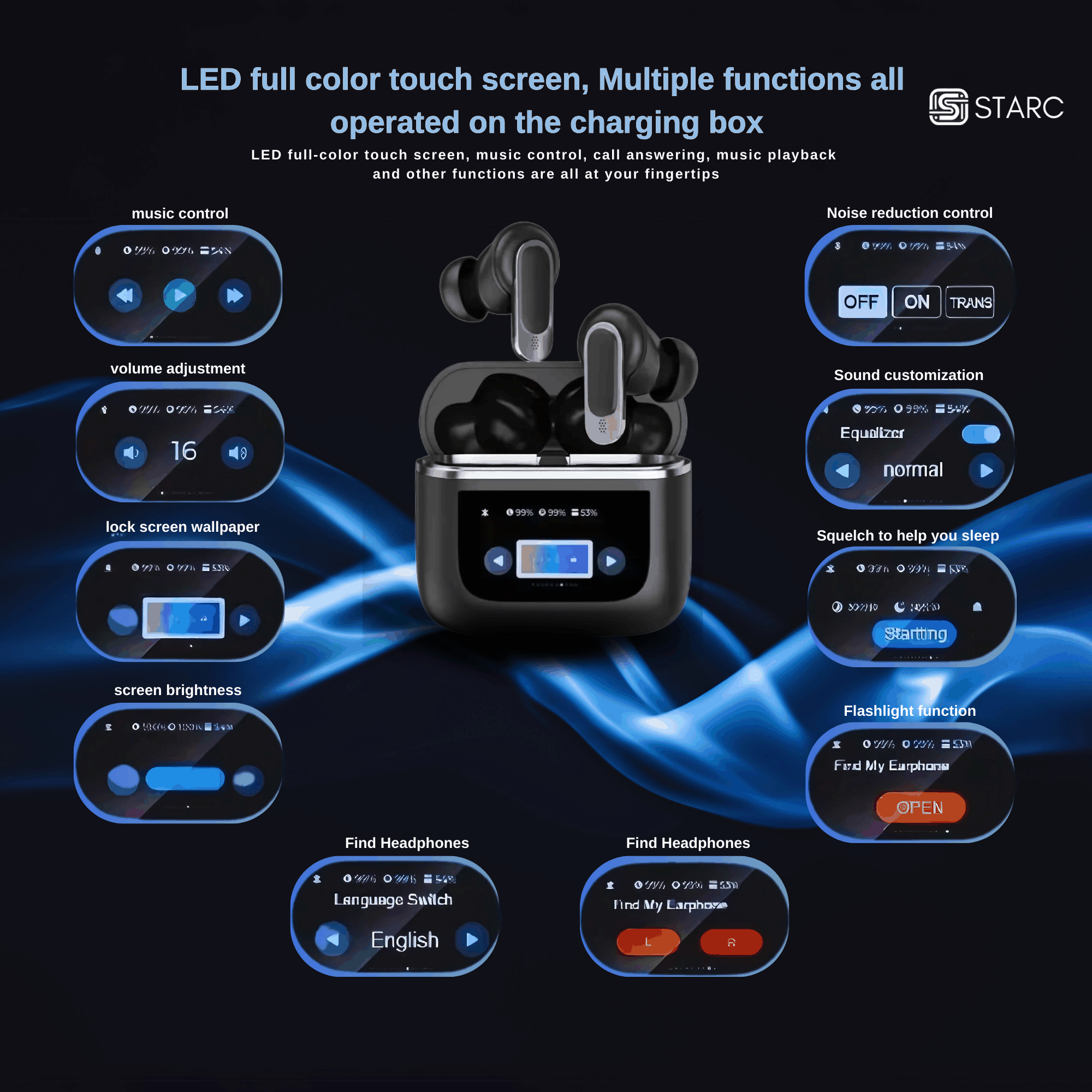 STARC V8 True Adaptive Noise Cancelling TWS Earbuds